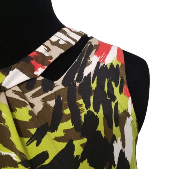 Kasper Sleeveless Lined Abstract Twist Cut Out Blouse Medium - Picture 5 of 10